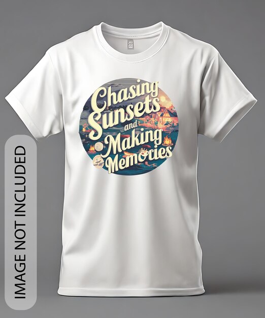 Vector casing sunsets y making memories plantilla de diseño de camisetas de verano