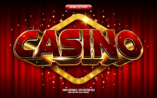 casino 3d EFECTO DE TEXTO EDITABLE