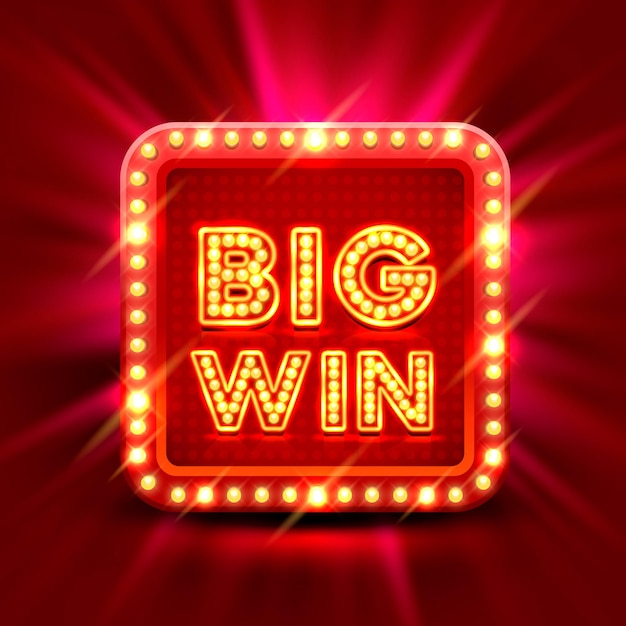 Casino de banner de tragamonedas de gran ganancia sobre fondo rojo Ilustración vectorial