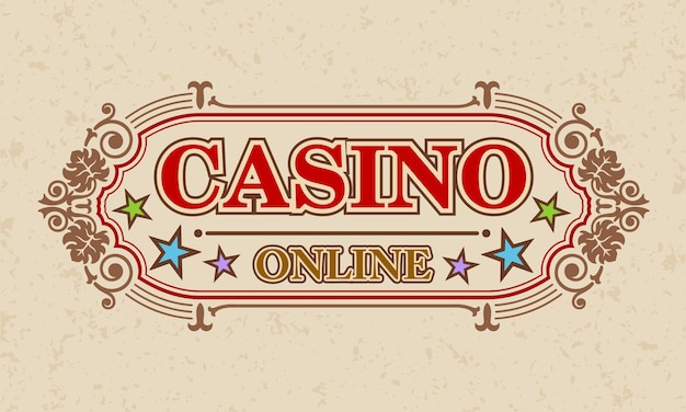 Casino en línea publicidad caligráfica ilustración vectorial