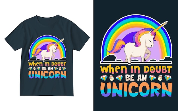 En caso de duda, sea una plantilla de diseño de camiseta de unicornio diseño de camiseta de cumpleaños de unicornio Unicornio divertido