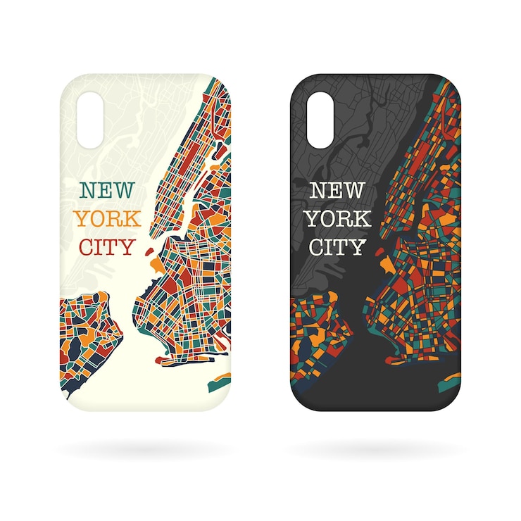 Vector casos de teléfono ny mapa