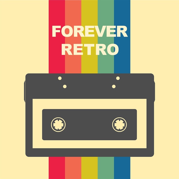 Cassette de audio Forever Retro con colores retro