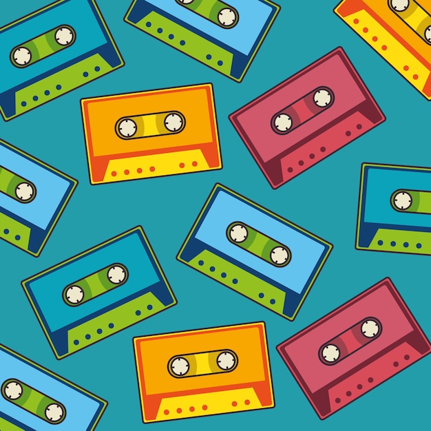 Cassette music retro pop art pattern