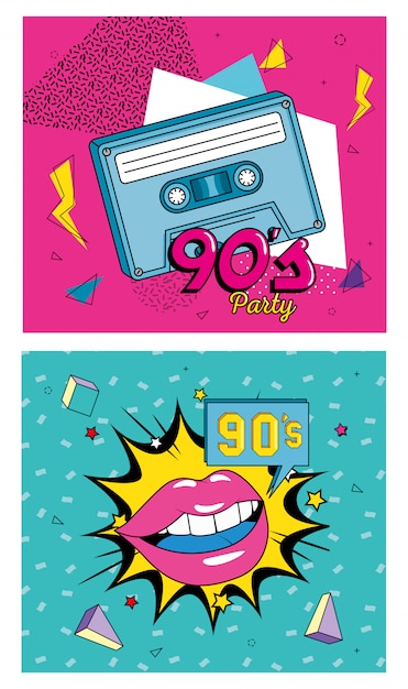 Vector cassette noventa estilo retro