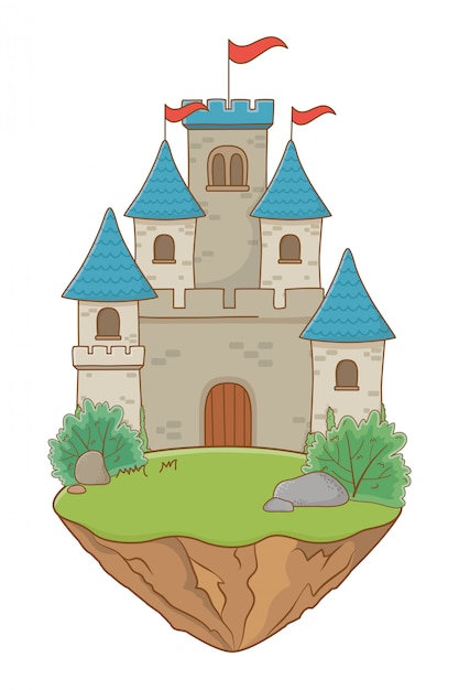 Castillo aislado con banderines diseño ilustración vectorial