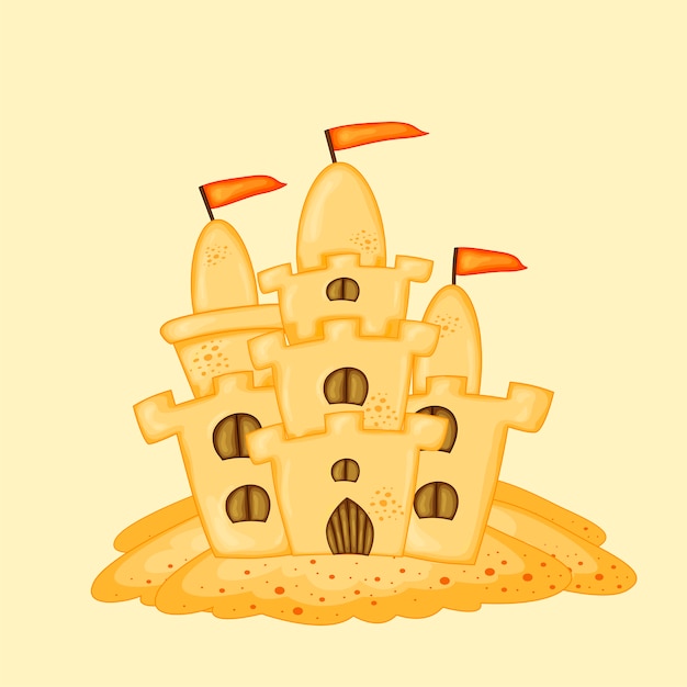 Vector castillo de arena dibujos animados de verano