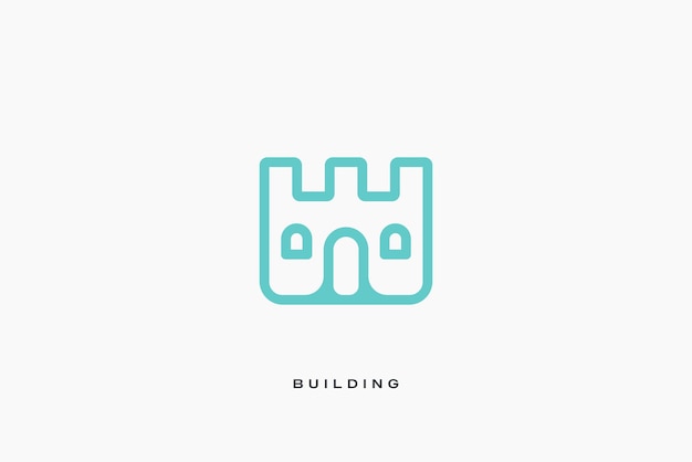castillo casa bienes raíces edificio construcción vector ilustración logotipo