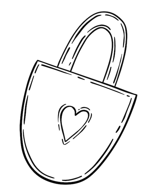 Castillo con corazón doodle lineal