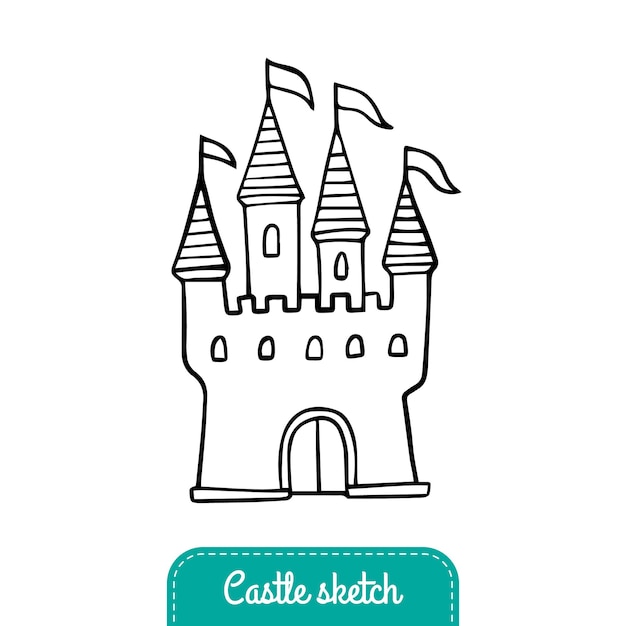 Castillo de cuento de hadas en estilo doodle