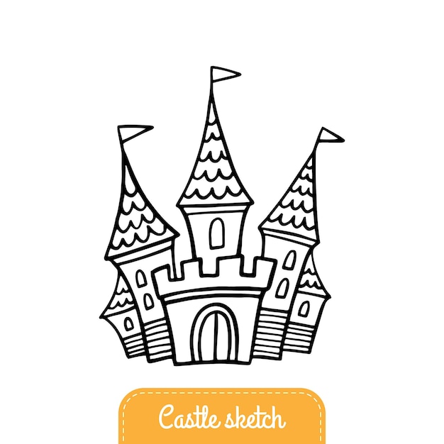 Castillo de cuento de hadas en estilo doodle