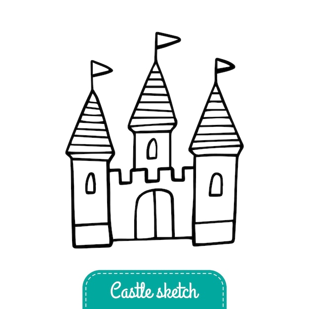 Castillo de cuento de hadas en estilo doodle