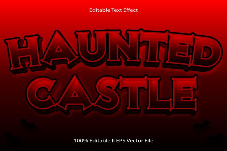Vector castillo embrujado efecto de texto editable relieve 3d estilo degradado de dibujos animados