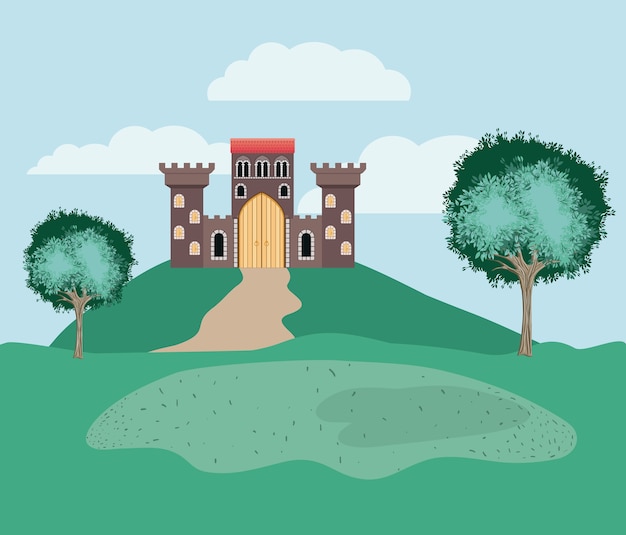 castillo de historia en la escena del paisaje
