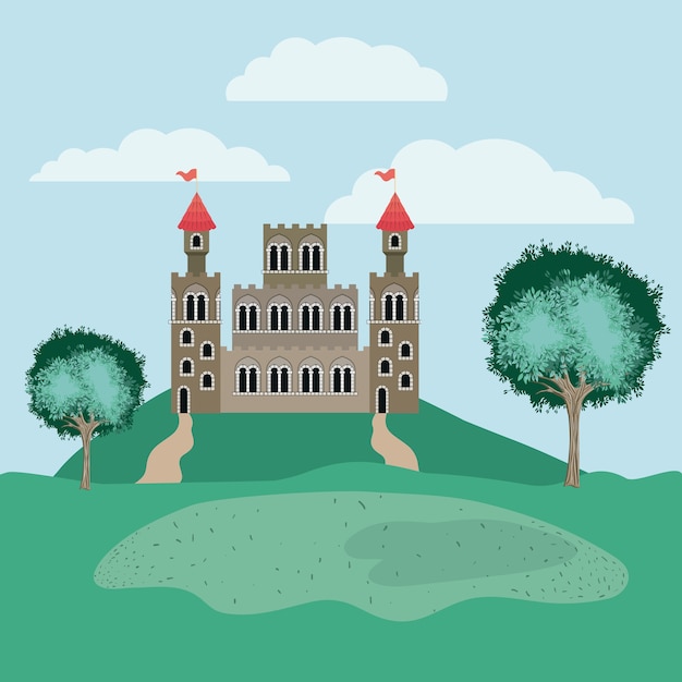 castillo de historia en la escena del paisaje