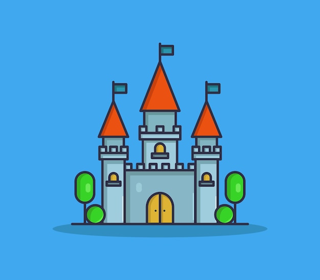 Castillo ilustrado en estilo de dibujos animados