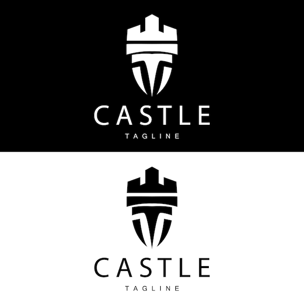 Castillo Logo Elegante Lujo Diseño Simple Royal Castle Vector Shield Templet Ilustración Icono