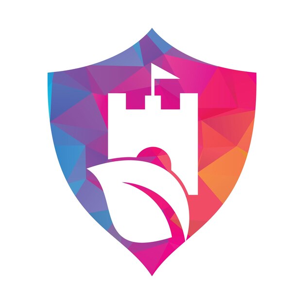 Castillo con el logotipo vectorial del icono de la hoja
