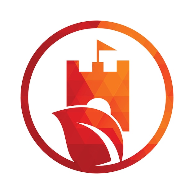 Castillo con el logotipo vectorial del icono de la hoja
