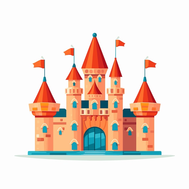 Castillo medieval dibujos animados castillo de cuento de hadas diseño dibujado a mano