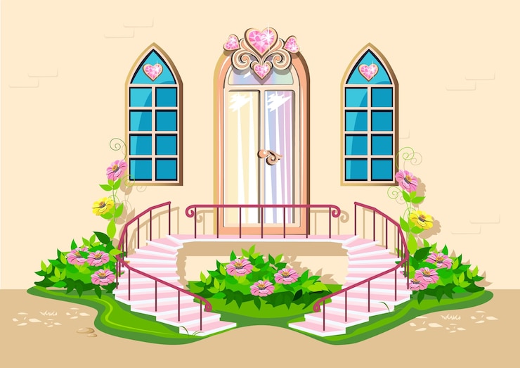Vector el castillo de la princesa rosa