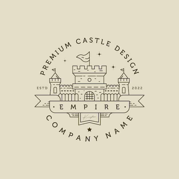 Castillo torre línea arte logo vector símbolo ilustración diseño vintage mínimo castillo diseño