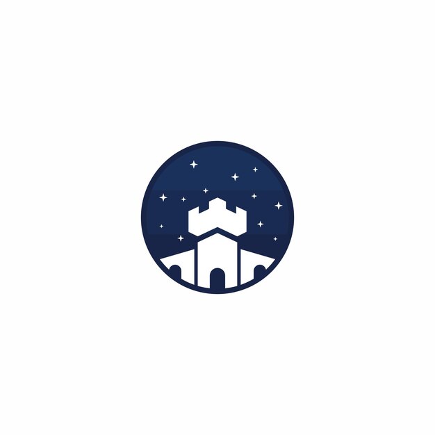 Castillo torre logo diseño icono vector gradiente