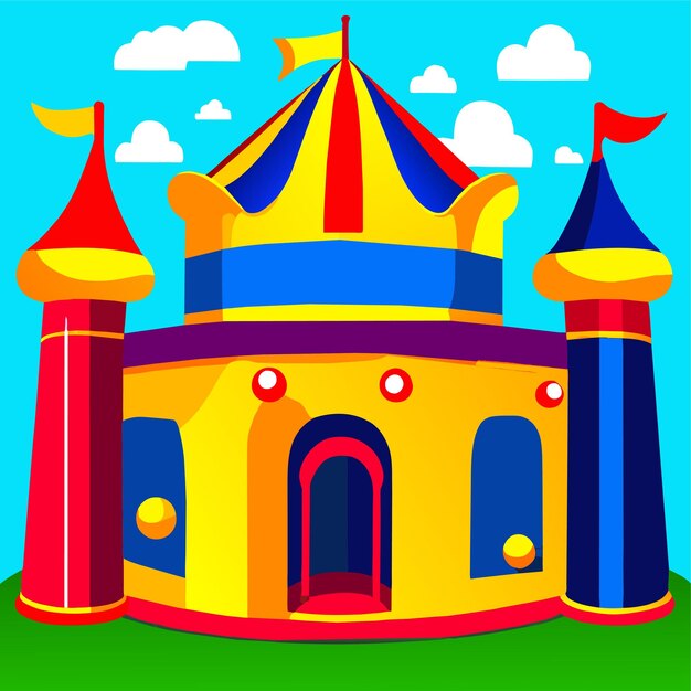 Vector castillos hinchables para niños colección colorida de diversión