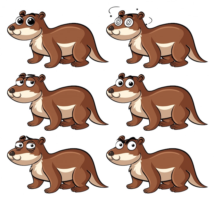 Vector castor con diferentes emociones