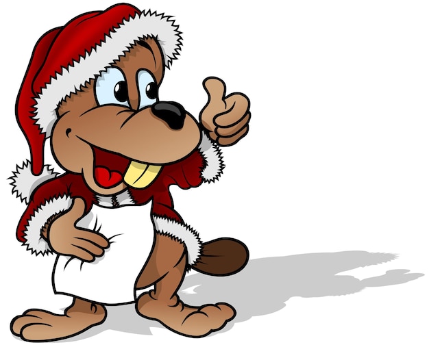 Castor disfrazado de Papá Noel con una carta en la pata