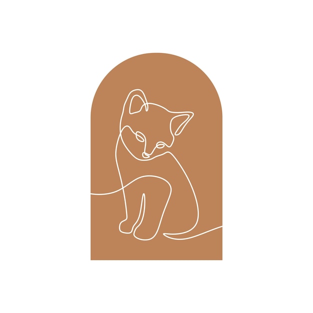 Cat Oneline Vector de arte de línea única continua
