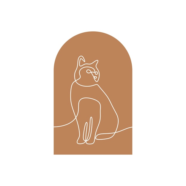 Cat Oneline Vector de arte de línea única continua