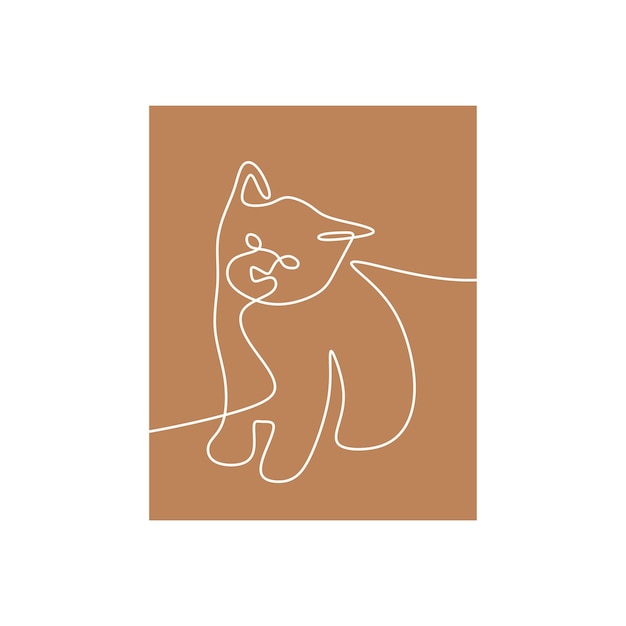 Cat Oneline Vector de arte de línea única continua