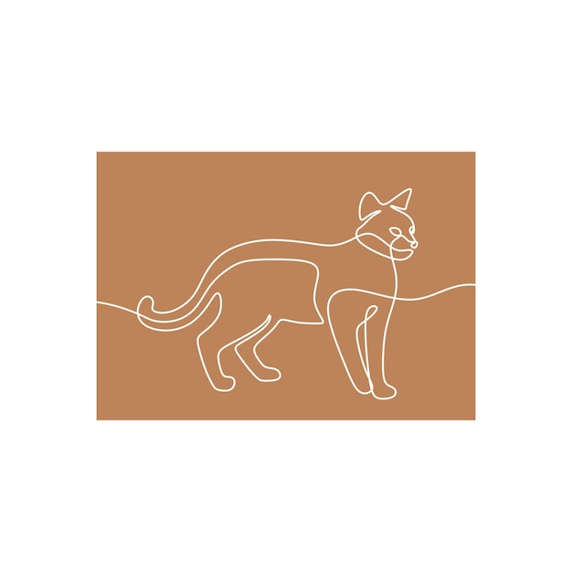 Cat Oneline Vector de arte de línea única continua