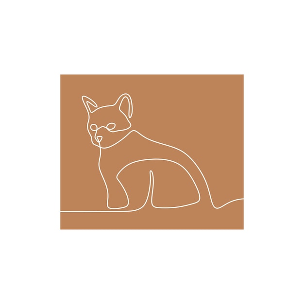 Cat Oneline Vector de arte de línea única continua