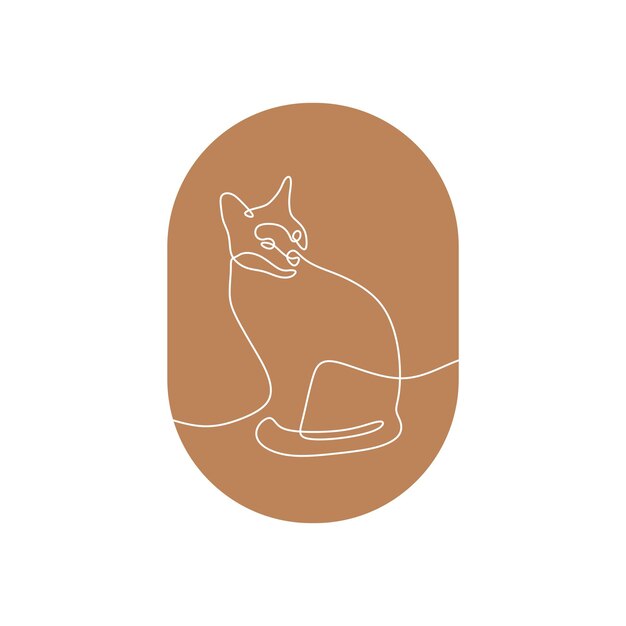 Cat Oneline Vector de arte de línea única continua