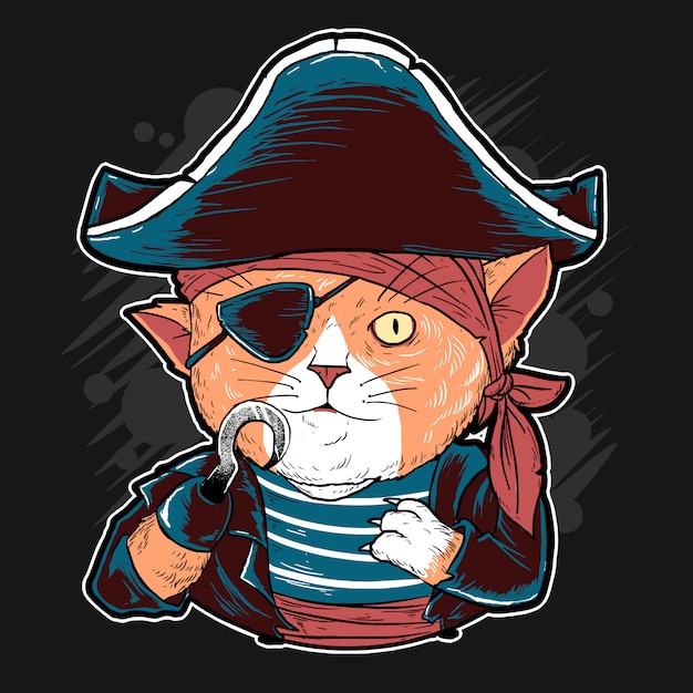 CAT PIRATAS LINDO VECTOR ILUSTRACIONES