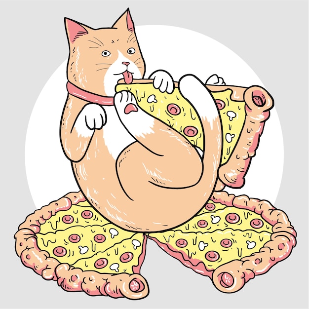 Vector cat pizza