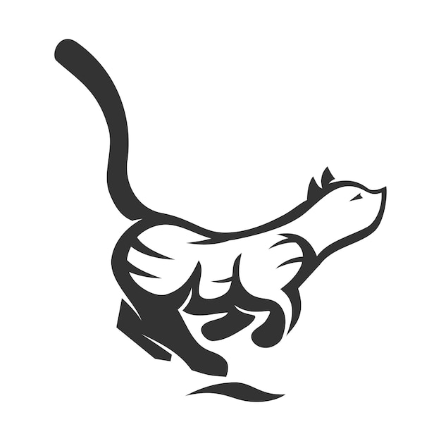 Cat Run Icono Ilustración Marca Identidad