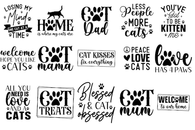 Cat SVG Bundle Cat Lover Cut Files Citas de Cat SVG