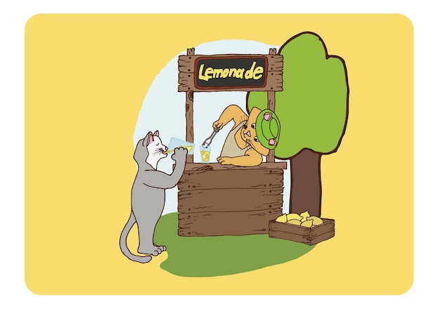 Cat vende limonada en el parque