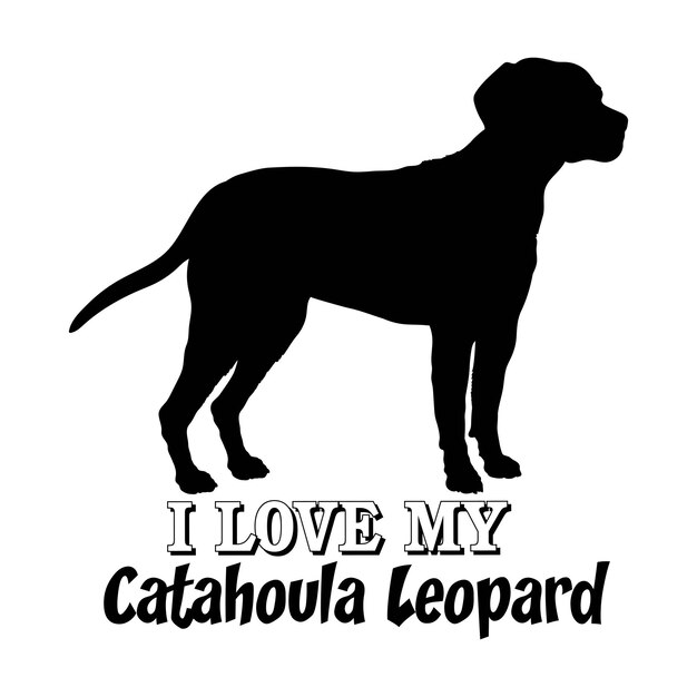 Catahoula Leopard Me encanta mi perro silueta de perro razas de perro logotipo monograma de perro vector