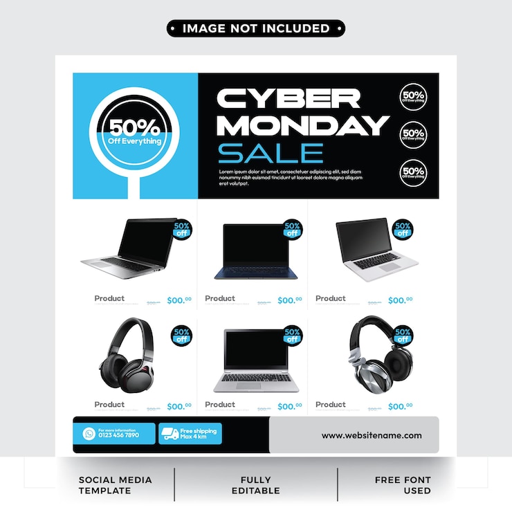 Vector catálogo cyber monday de excelencia en comercio electrónico