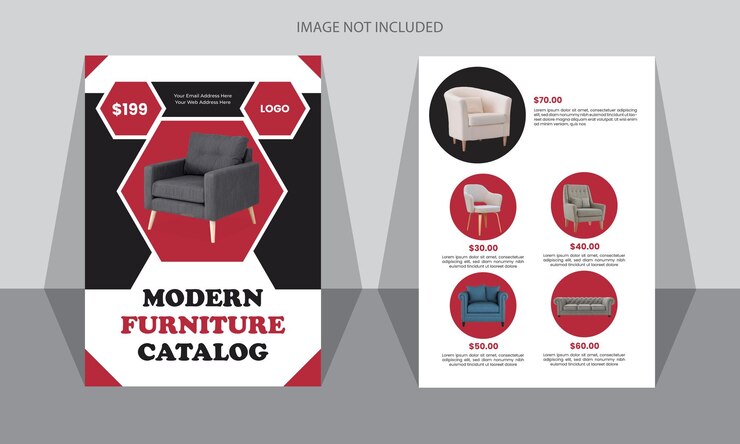 Catálogo de productos de muebles planos vectoriales