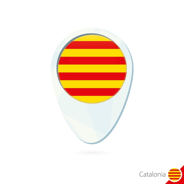 Vector cataluña bandera ubicación mapa pin icono sobre fondo blanco