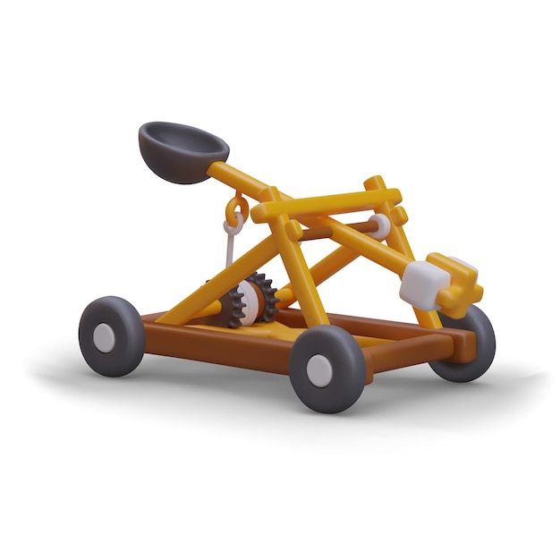 Catapulta realista en 3D para juego de computadora en línea Protege tu ciudad con armas