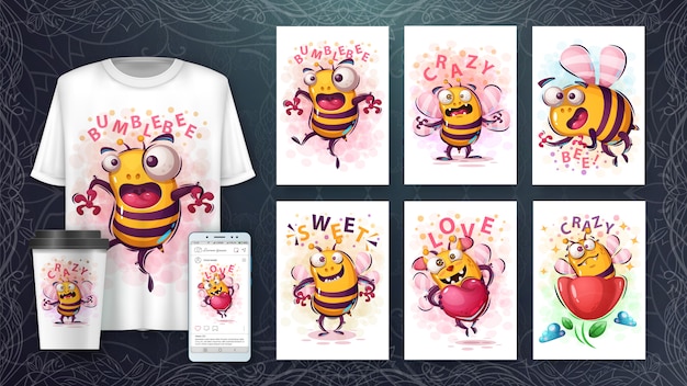Vector cate bee ilustración y merchandising