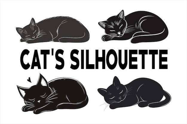 cats sleeping silhouette