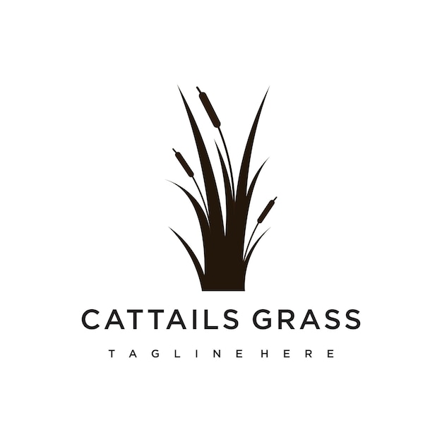 Cattails hierba plantilla de diseño de logotipo ilustración vectorial con idea creativa
