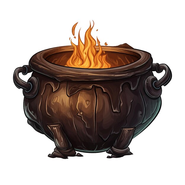 Vector cauldron dibujado a mano ilustración vectorial de dibujos animados clipart fondo blanco